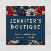 衣類ラベルスモールビジネスの赤白青フローラ コーリングカード (正面)