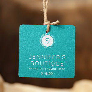 衣類ラベルスモールビジネスアクアグリッター コーリングカード