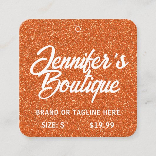 衣類ラベルスモールビジネスオレンジホワイトグリッター コーリングカード (正面)
