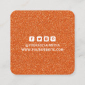 衣類ラベルスモールビジネスオレンジホワイトグリッター コーリングカード (裏面)