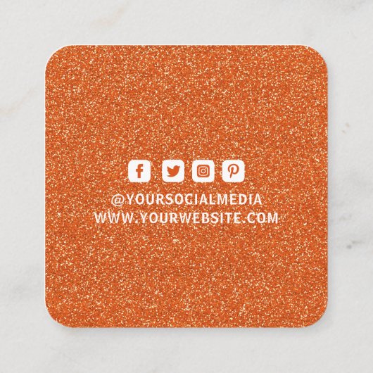 衣類ラベルスモールビジネスオレンジホワイトグリッター コーリングカード (裏面)