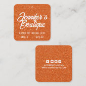 衣類ラベルスモールビジネスオレンジホワイトグリッター コーリングカード (正面/裏面)