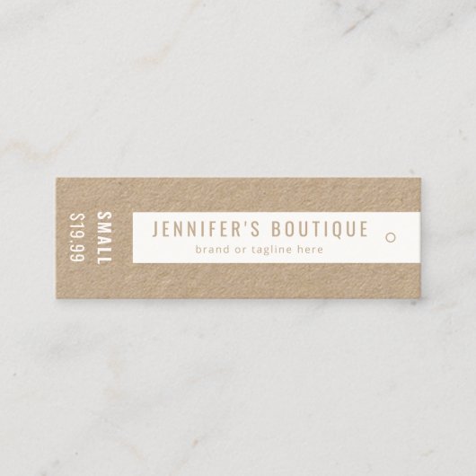 衣類ラベルスモールビジネスクラフトホワイトプライスラベル コーリングカード (正面)