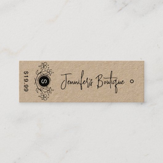 衣類ラベルスモールビジネスクラフト価格ラベル コーリングカード (正面)