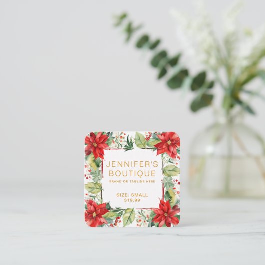 衣類ラベルスモールビジネスクリスマスフローラ コーリングカード (スタンド正面)