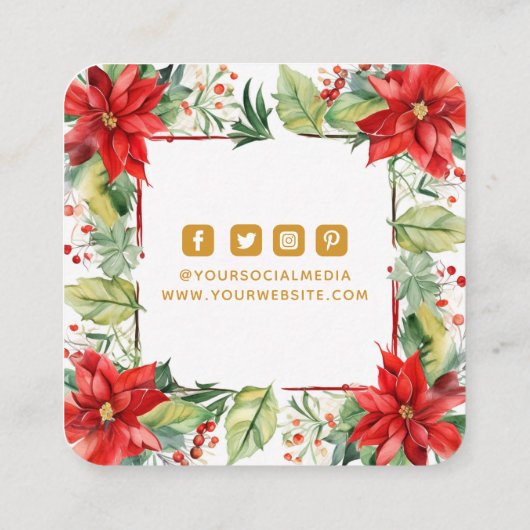 衣類ラベルスモールビジネスクリスマスフローラ コーリングカード (裏面)