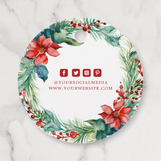 衣類ラベルスモールビジネスクリスマスフローラ フェイバータグ (裏面)