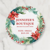 衣類ラベルスモールビジネスクリスマスフローラ フェイバータグ (正面)
