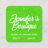 衣類ラベルスモールビジネスグリーンホワイトグリッター コーリングカード (正面)