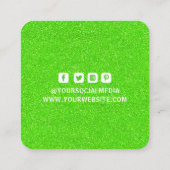 衣類ラベルスモールビジネスグリーンホワイトグリッター コーリングカード (裏面)