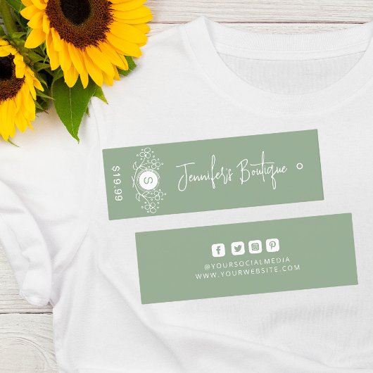 衣類ラベルスモールビジネスグリーン価格ラベル コーリングカード