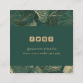 衣類ラベルスモールビジネスグリーン金ゴールドフローラ コーリングカード (裏面)