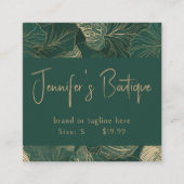 衣類ラベルスモールビジネスグリーン金ゴールドフローラ コーリングカード (正面)