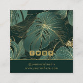衣類ラベルスモールビジネスグリーン金ゴールドフローラ コーリングカード (裏面)