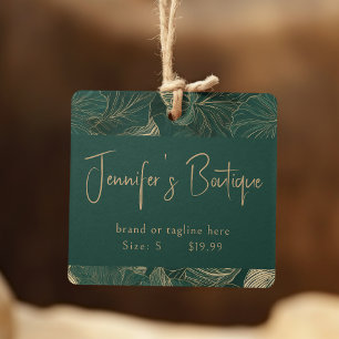 衣類ラベルスモールビジネスグリーン金ゴールドフローラ コーリングカード