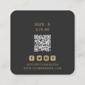 衣類ラベルスモールビジネスグレー金ゴールドフローラ コーリングカード (裏面)