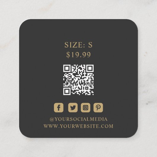 衣類ラベルスモールビジネスグレー金ゴールドフローラ コーリングカード (裏面)