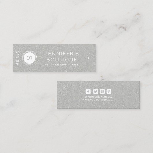 衣類ラベルスモールビジネスシルバーホワイト コーリングカード (正面/裏面)