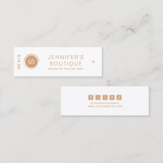 衣類ラベルスモールビジネスタン価格ラベル コーリングカード (正面/裏面)