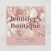 衣類ラベルスモールビジネスダスティピンクフローラ コーリングカード (正面)