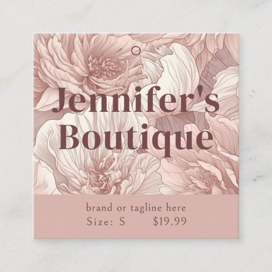 衣類ラベルスモールビジネスダスティピンクフローラ コーリングカード (正面)