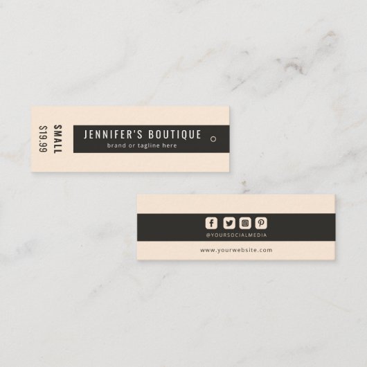 衣類ラベルスモールビジネスダークブラウン価格ラベル コーリングカード (正面/裏面)