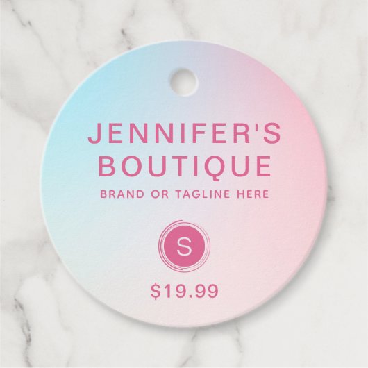 衣類ラベルスモールビジネスパステルピンクブルー フェイバータグ (正面)