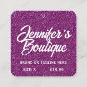 衣類ラベルスモールビジネスパープルホワイトグリッター コーリングカード (正面)