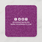 衣類ラベルスモールビジネスパープルホワイトグリッター コーリングカード (裏面)