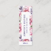 衣類ラベルスモールビジネスピンクフローラ価格ラベル コーリングカード (正面)