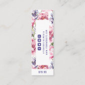 衣類ラベルスモールビジネスピンクフローラ価格ラベル コーリングカード (裏面)