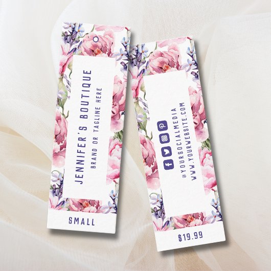 衣類ラベルスモールビジネスピンクフローラ価格ラベル コーリングカード