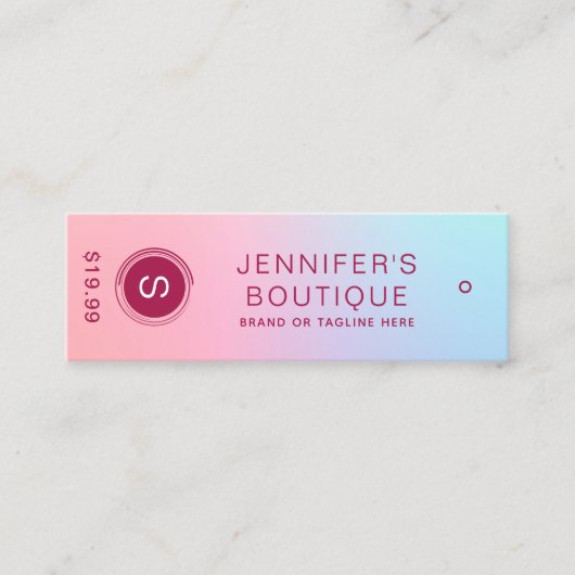 衣類ラベルスモールビジネスピンクブルーグラデーション コーリングカード (正面)