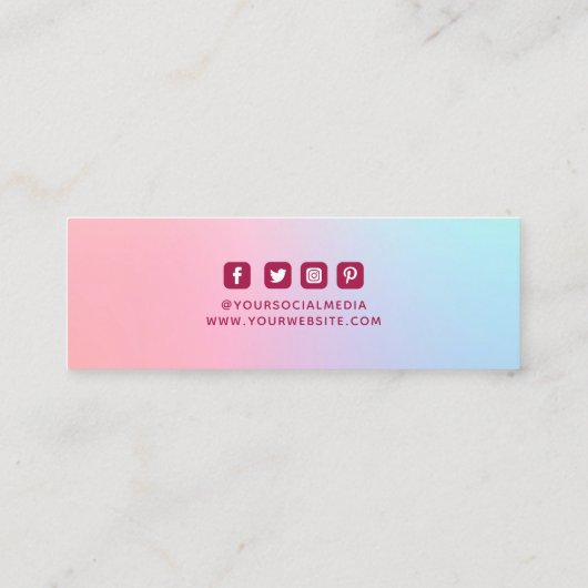 衣類ラベルスモールビジネスピンクブルーグラデーション コーリングカード (裏面)
