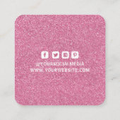 衣類ラベルスモールビジネスピンクホワイトグリッター コーリングカード (裏面)
