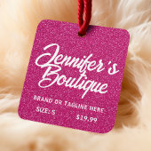 衣類ラベルスモールビジネスピンクホワイトグリッター コーリングカード