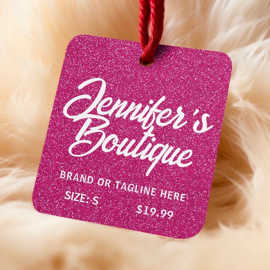 衣類ラベルスモールビジネスピンクホワイトグリッター コーリングカード