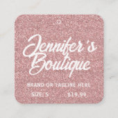 衣類ラベルスモールビジネスピンクホワイトグリッター コーリングカード (正面)