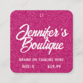 衣類ラベルスモールビジネスピンクホワイトグリッター コーリングカード (正面)