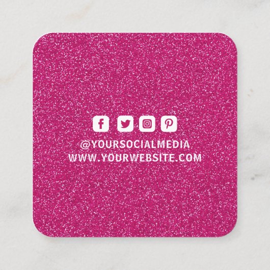 衣類ラベルスモールビジネスピンクホワイトグリッター コーリングカード (裏面)