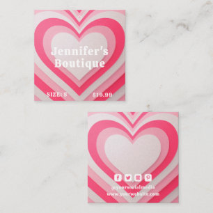 衣類ラベルスモールビジネスピンクレトロハート コーリングカード