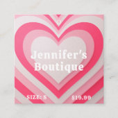 衣類ラベルスモールビジネスピンクレトロハート コーリングカード (正面)