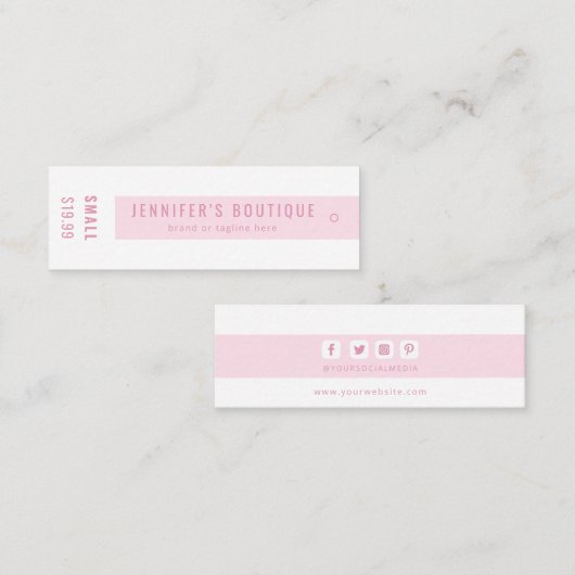 衣類ラベルスモールビジネスピンク白い価格ラベル コーリングカード (正面/裏面)