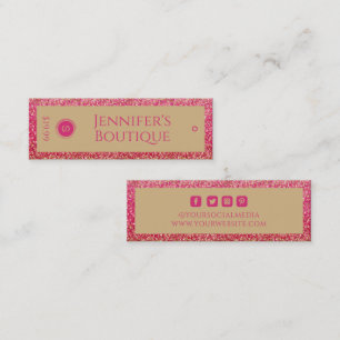 衣類ラベルスモールビジネスピンク金ゴールドグリッター コーリングカード