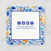 衣類ラベルスモールビジネスブルーイエローフローラ コーリングカード (裏面)