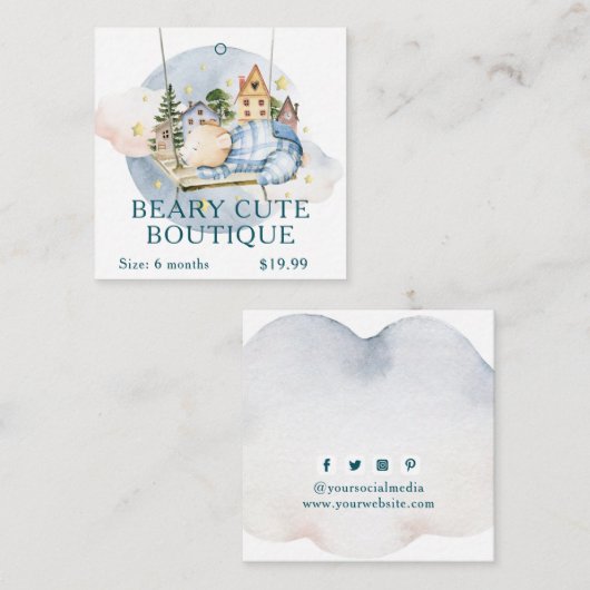 衣類ラベルスモールビジネスベアベビーキッズカワイイ コーリングカード (正面/裏面)