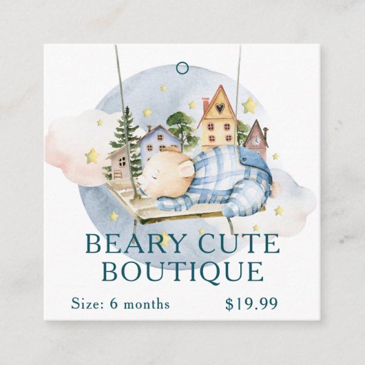 衣類ラベルスモールビジネスベアベビーキッズカワイイ コーリングカード (正面)