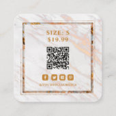 衣類ラベルスモールビジネスホワイト金ゴールド大理石 コーリングカード (裏面)