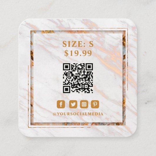 衣類ラベルスモールビジネスホワイト金ゴールド大理石 コーリングカード (裏面)