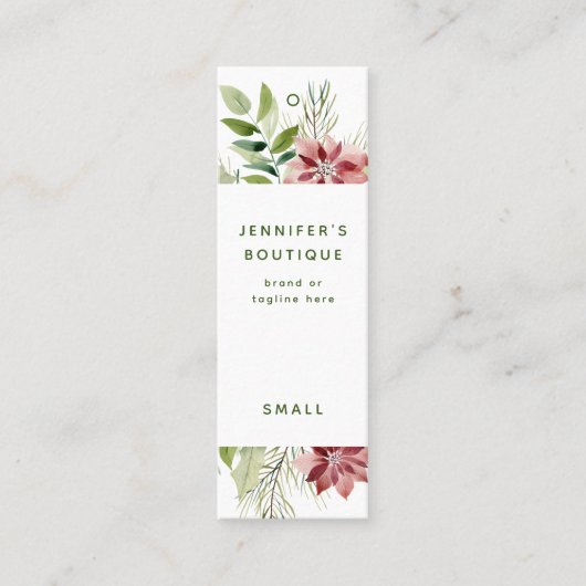 衣類ラベルスモールビジネスポインセチア価格ラベル コーリングカード (正面)